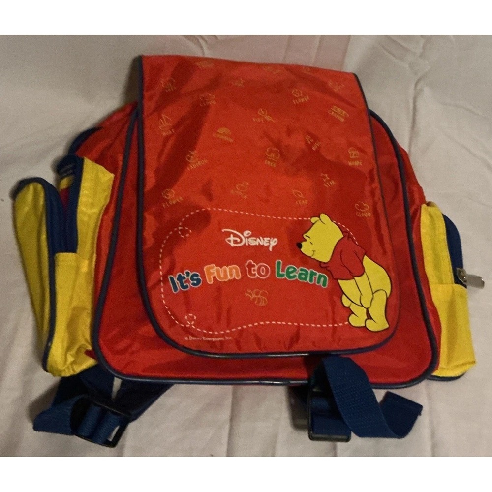 Disney "It's Fun to Learn" backpack primary colors Winnie the Pooh 12 X 10 X 5"